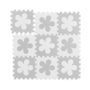 Tapis puzzle fleurs Gris - Blanc