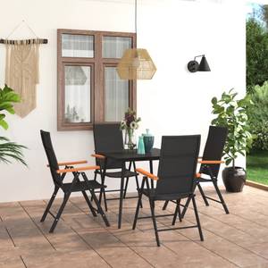 Garten-Essgruppe (5-teilig) 3060089 Schwarz - Metall - Polyrattan - 80 x 74 x 80 cm