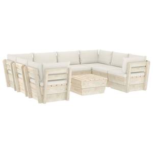 Garten-Lounge-Set (9-teilig) 3016490-21 Creme - Cremeweiß - Weiß