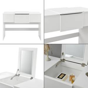 Coiffeuse avec Miroir Escamotable Blanc - Bois manufacturé - 100 x 72 x 48 cm