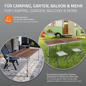 Campingtisch mit Hocker 4er Set Braun