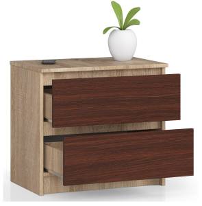 Nachttisch K60 2S CLP Eiche Sonoma Dekor - Wenge Dekor