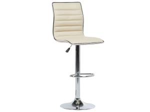 Tabouret de bar LUCERNE Beige - Crème - Argenté - Brillant - Non revêtu