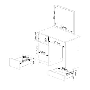 Schminktisch mit Spiegel P-2 CLP Braun - Holzwerkstoff - 90 x 142 x 50 cm