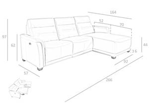 Ecksofa rechts 6156 Ecke davorstehend rechts - Ottomane davorstehend rechts