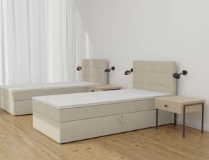 Einzelbett Boxspringbett Breno Mini Beige - Breite: 90 cm - Bettkasten rechts