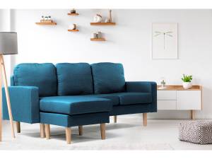 Umkehrbares Ecksofa aus blauem Stoff "Ga Blau - 75 x 84 x 194 cm