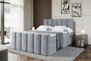 Boxspringbett BOXI1-Z KING Hellgrau - Breite: 180 cm