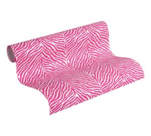 Tapete mit Tieremuster Pink - Weiß - Kunststoff - Textil - 53 x 1050 x 1 cm