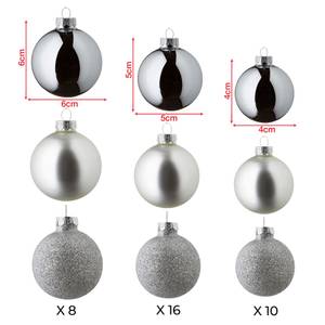 Boules de sapin Noël Punica (lot de 34) Argenté / Gris - Gris argenté