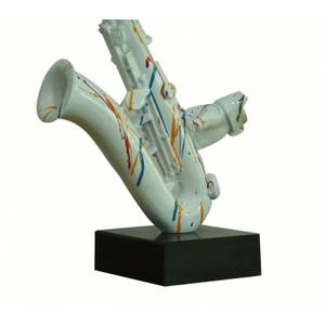 Sculpture saxophoniste multicolore Blanc - Porcelaine - 29 x 62 x 1 cm