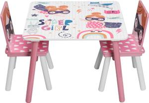 Kindertisch-Set Shirley Pink - Holzwerkstoff - Massivholz - 60 x 44 x 60 cm