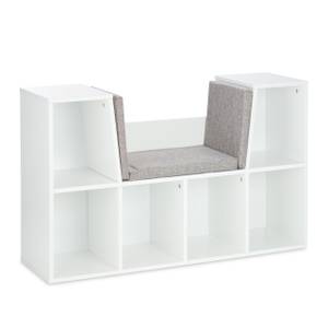 Etagère à livres avec coussin Gris - Blanc - Bois manufacturé - Matière plastique - Textile - 103 x 63 x 30 cm