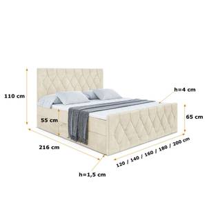 Boxspringbett VELANTO Beige - Breite: 160 cm - H4