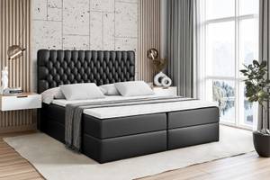 Boxspringbett DAISY Hochglanz Schwarz - Breite: 180 cm - H4