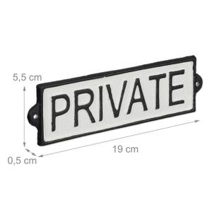 Privat Schild "Private" Schwarz - Weiß - Metall - 19 x 6 x 1 cm