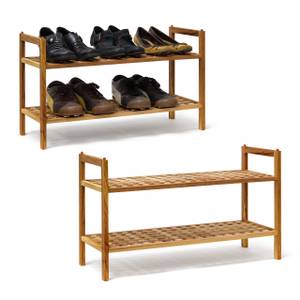 2x Étagères à chaussures Armoire noyer Marron - Bois manufacturé - 69 x 41 x 26 cm