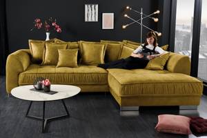 Ecksofa GRANDEZZA 308cm senfgelb Samt Gelb - Holzwerkstoff - Textil - 308 x 90 x 194 cm