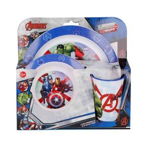 Kindergeschirr Avengers 3er Set Blau - Kunststoff - 1 x 1 x 1 cm