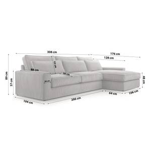 Ecksofa Eckcouch Burla L Sofagarnitur Ecke davorstehend rechts - Schlaffunktion davorstehend rechts