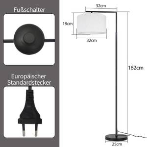 Stehlampe Stoff Weiß - Metall - 32 x 166 x 32 cm