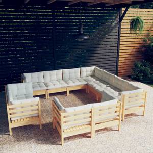 Garten-Lounge-Set Weiß - Massivholz - 64 x 63 x 64 cm