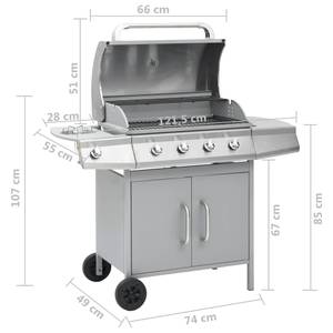 vidaXL Gasgrill 4+1 Brenner Silbern Silber - Metall - 55 x 107 x 122 cm