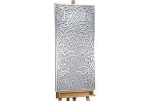 Metallbild Blumen der Ewigkeit Silber - Metall - 60 x 120 x 3 cm