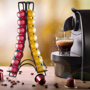 Nespresso Kapselhalter für 32 Kapseln Schwarz - Metall - 22 x 30 x 22 cm
