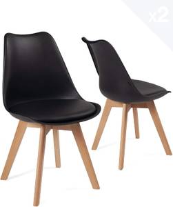 Chaise scandinave LAO (lot de 2) Noir - Lot de 2