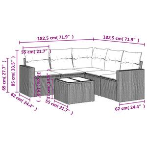 Gartensitzgruppe K1684(6-tlg) Schwarz - Massivholz - 69 x 62 x 66 cm