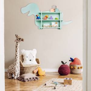 Kinderregal Dino für die Wand Türkis - Holzwerkstoff - 84 x 44 x 14 cm