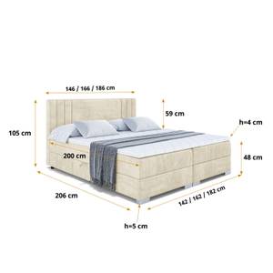 Boxspringbett IDRIKO Ecru - Breite: 140 cm - H4