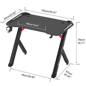 Gaming Tisch Computertisch mit LED Tiefe: 100 cm