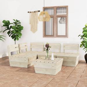 Garten-Lounge-Set Beige - Massivholz - Holzart/Dekor - 60 x 65 x 60 cm