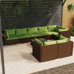 Garten-Lounge-Set (9-teilig) 3013637-7 Braun - Grün - Metall - Polyrattan - 60 x 30 x 60 cm