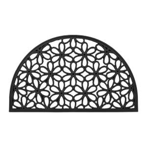 Paillasson caoutchouc motifs fleurs Noir - Matière plastique - 75 x 1 x 45 cm