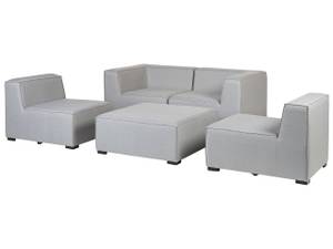 Lounge Set AREZZO 2-tlg Schwarz - Grau - Hellgrau - 90 x 320 cm - 2er Set