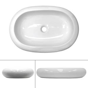 Waschbecken Ovalform 630x420x120mm Weiß Weiß - Keramik - 42 x 12 x 63 cm