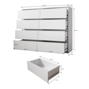 FURNIX commode Arenal avec 8 tiroirs Blanc - Bois manufacturé - 120 x 99 x 35 cm