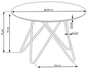 Esstisch Bonello Grau - Holzwerkstoff - 120 x 76 x 120 cm