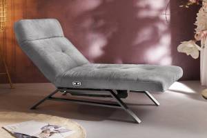 Chaise longue AMERIVA Velvet Gris - Argenté