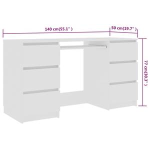 Schreibtisch Weiß - Holzwerkstoff - Massivholz - 140 x 77 x 140 cm