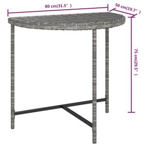 Table de jardin Gris - Métal - Rotin - 80 x 75 x 80 cm