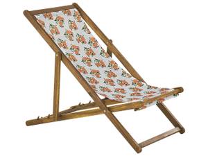 Chaise longue ANZIO Vert - Chêne clair - Orange - Blanc