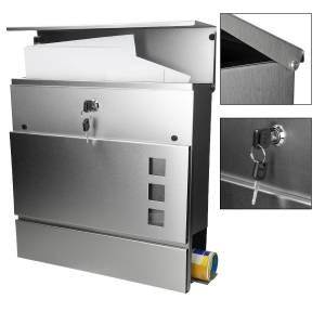 Standbriefkasten mit Zeitungsfach Silber - Metall - 17 x 120 x 43 cm