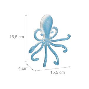 Wandhaken Oktopus Blau - Weiß - Metall - 16 x 17 x 4 cm