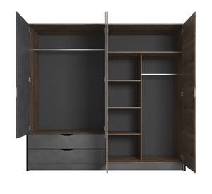 Drehtürenschrank ARDEN LED Beige - Grau - Holzwerkstoff - Kunststoff - 220 x 205 x 57 cm