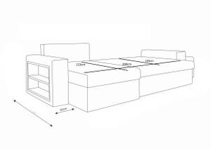 Ecksofa VEGS Hochglanz Schwarz - Steingrau - Ecke davorstehend rechts