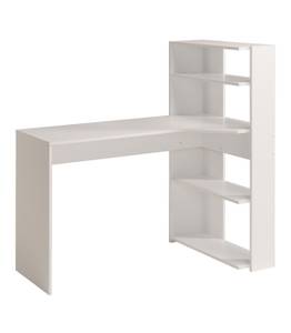 Bureau Blanc avec étagère Mister Blanc - Bois manufacturé - 65 x 122 x 122 cm